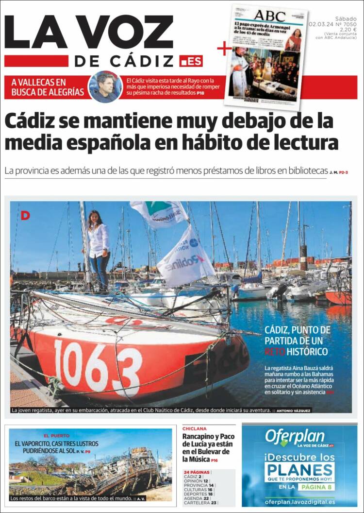 Portada de La Voz de Cádiz (España)