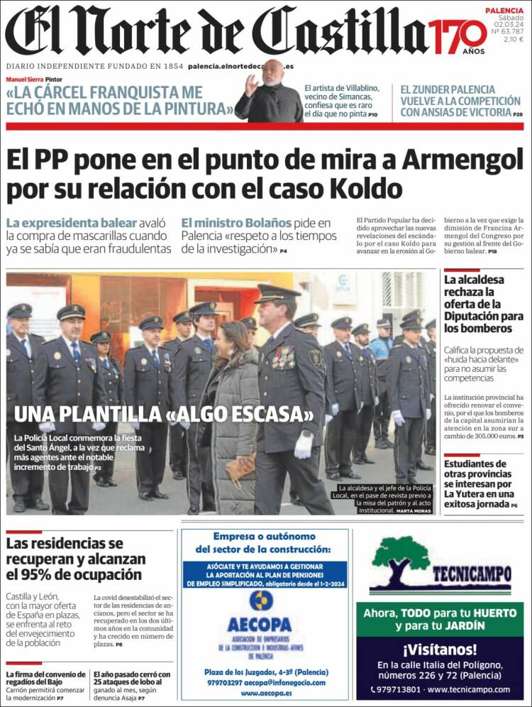 Portada de Norte de Castilla - Palencia (España)