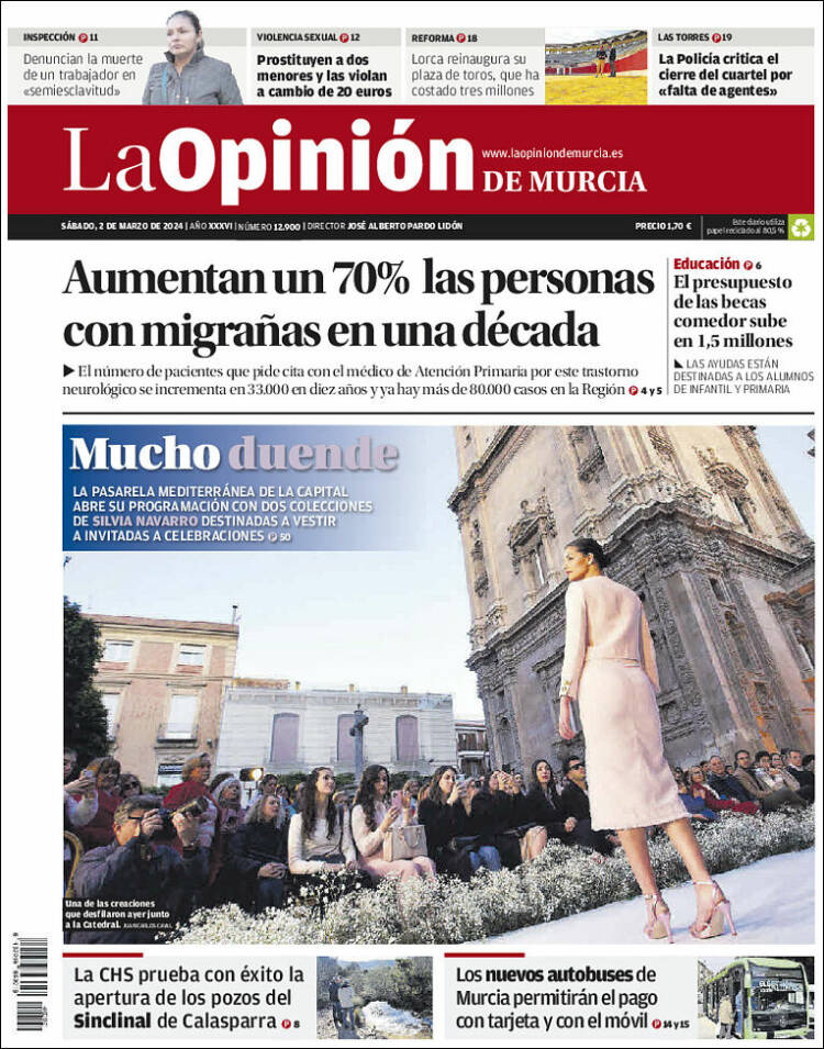 Portada de La Opinión de Murcia (España)