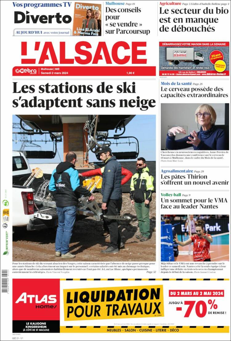 Portada de Journal L'Alsace (Francia)