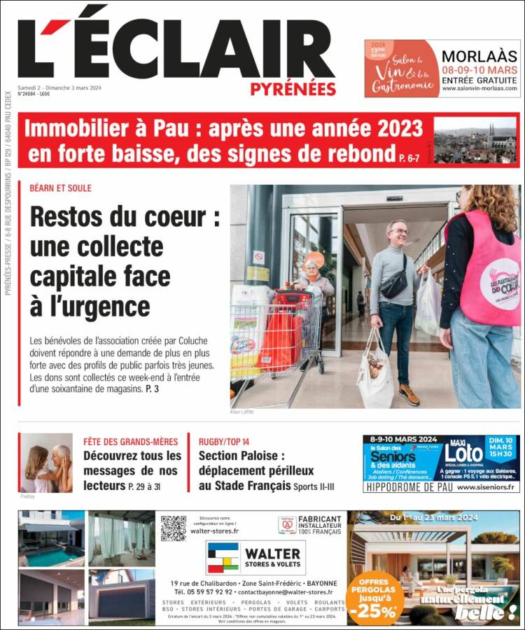 Portada de L'Eclair des Pyrénées (Francia)
