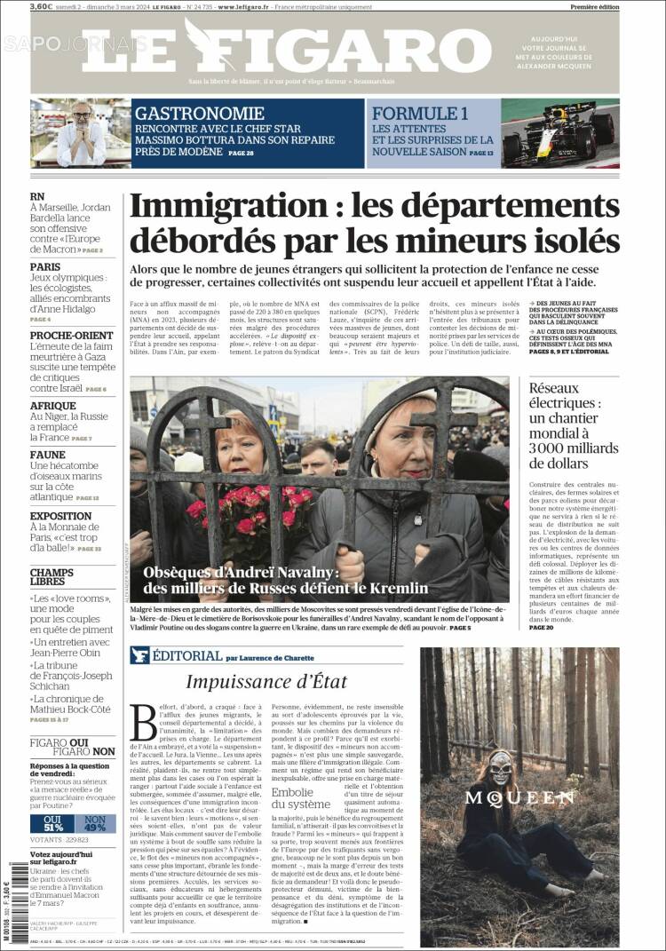 Portada de Le Figaro (Francia)