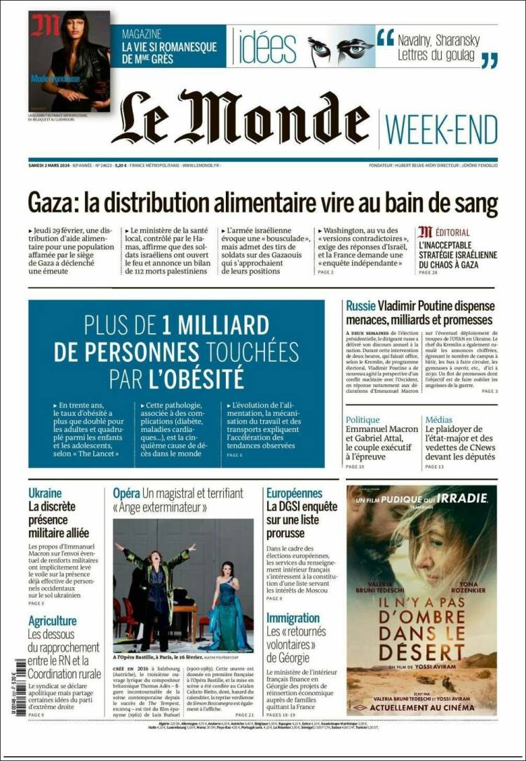 Portada de Le Monde (Francia)