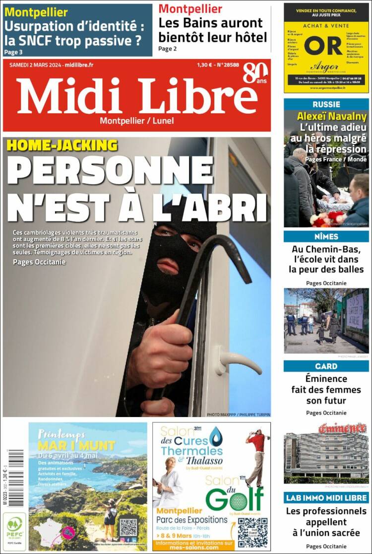 Portada de Midi Libre (Francia)