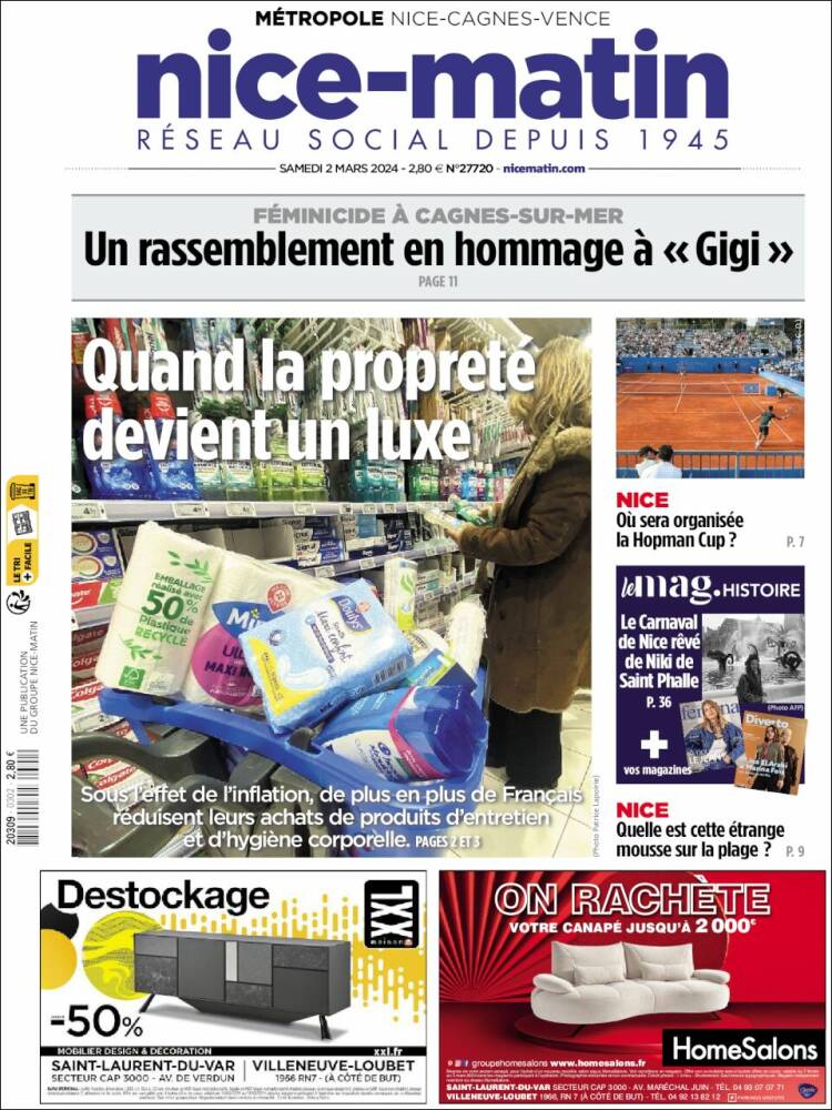 Portada de Nice-Matin (Francia)