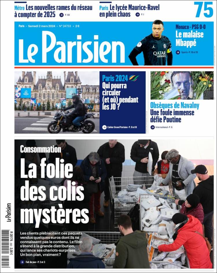 Portada de Le Parisien (Francia)