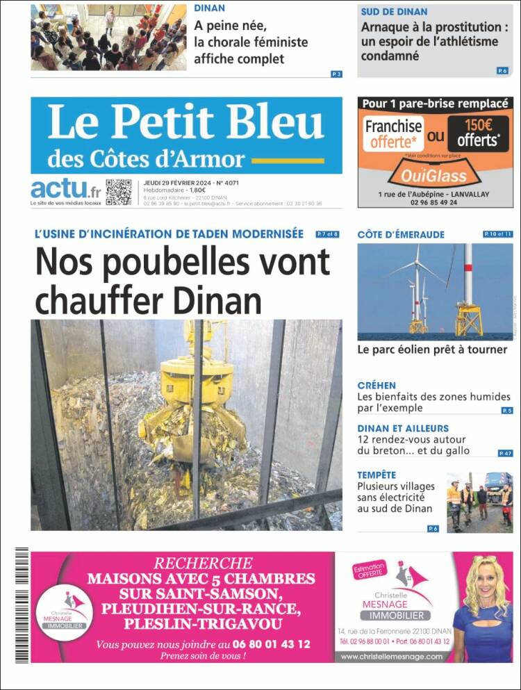 Portada de Le Petit Bleu (Francia)