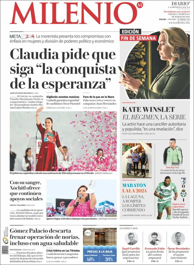 Portada de Milenio - Laguna (M&eacute;xico)