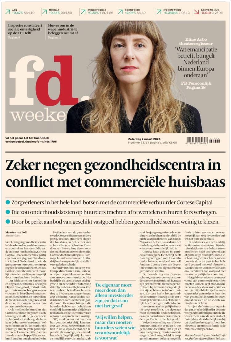 Portada de Het Financieele Dagblad (Pa&iacute;ses Bajos)