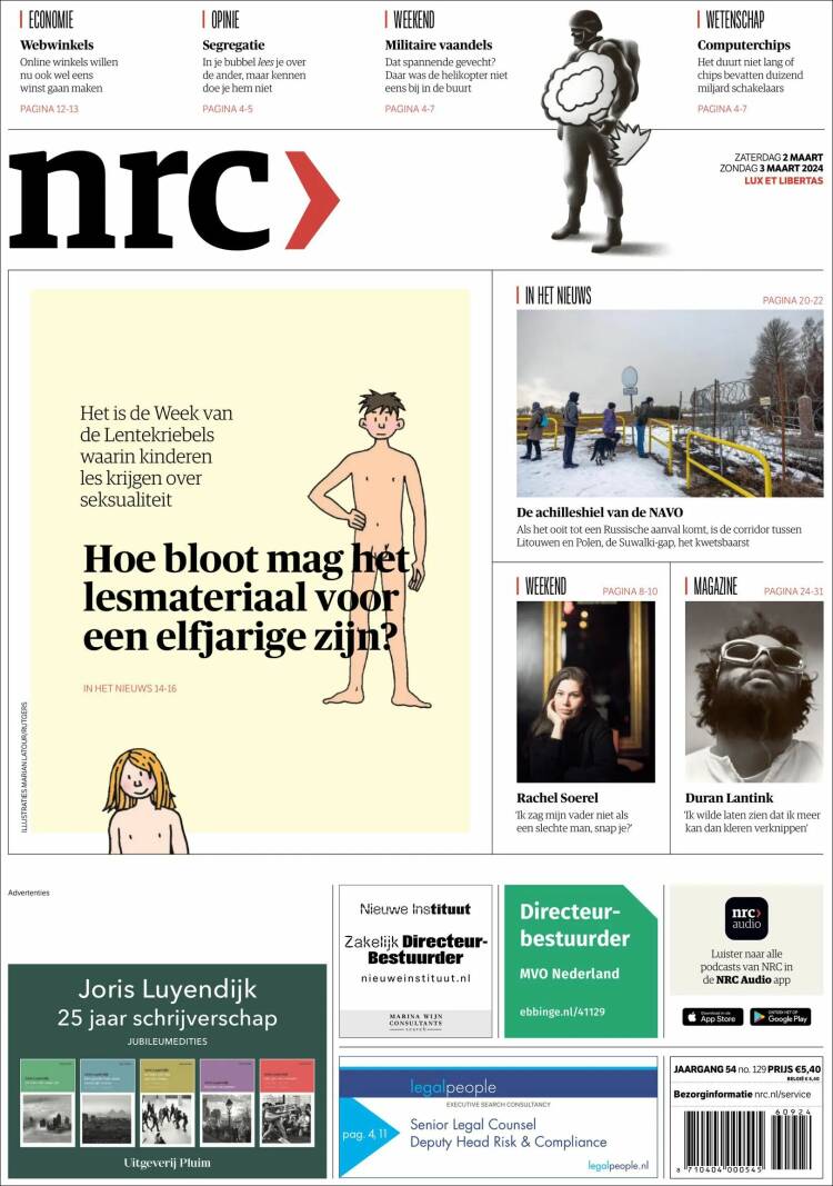 Portada de NRC Handelsblad (Pa&iacute;ses Bajos)