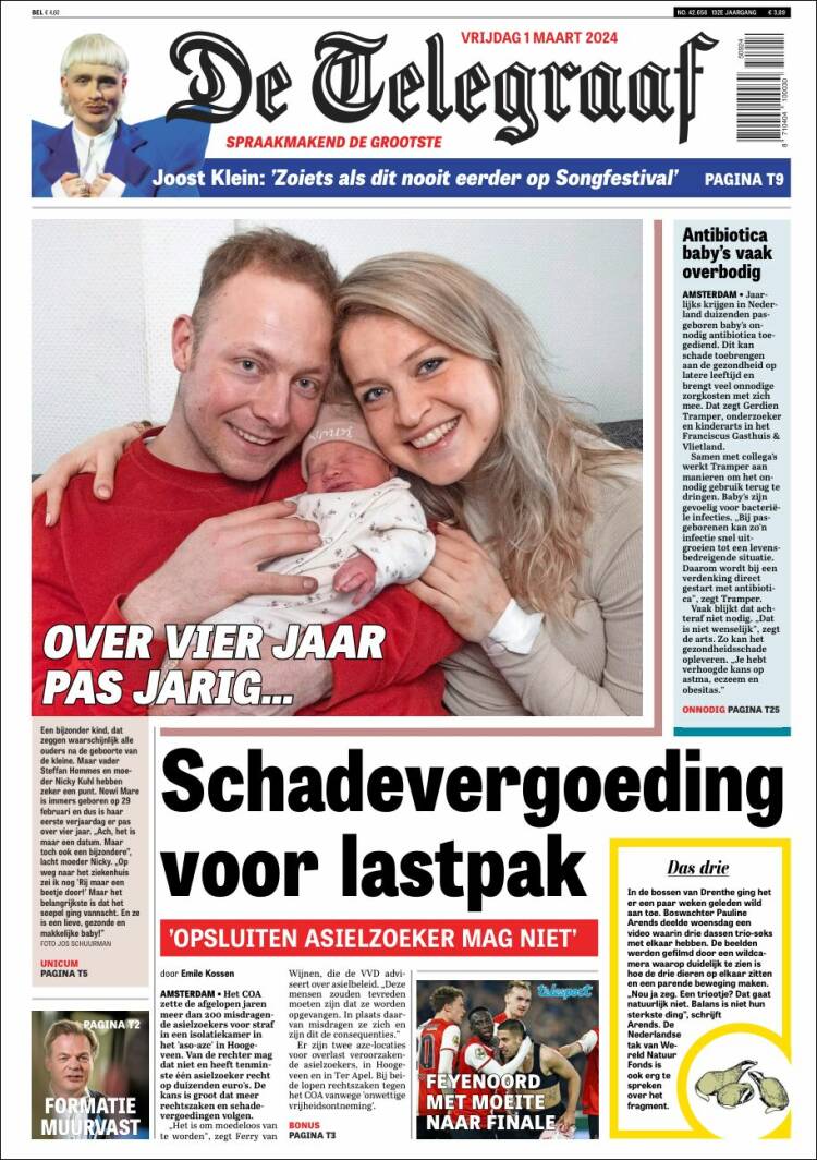 Portada de De Telegraaf (Pa&iacute;ses Bajos)