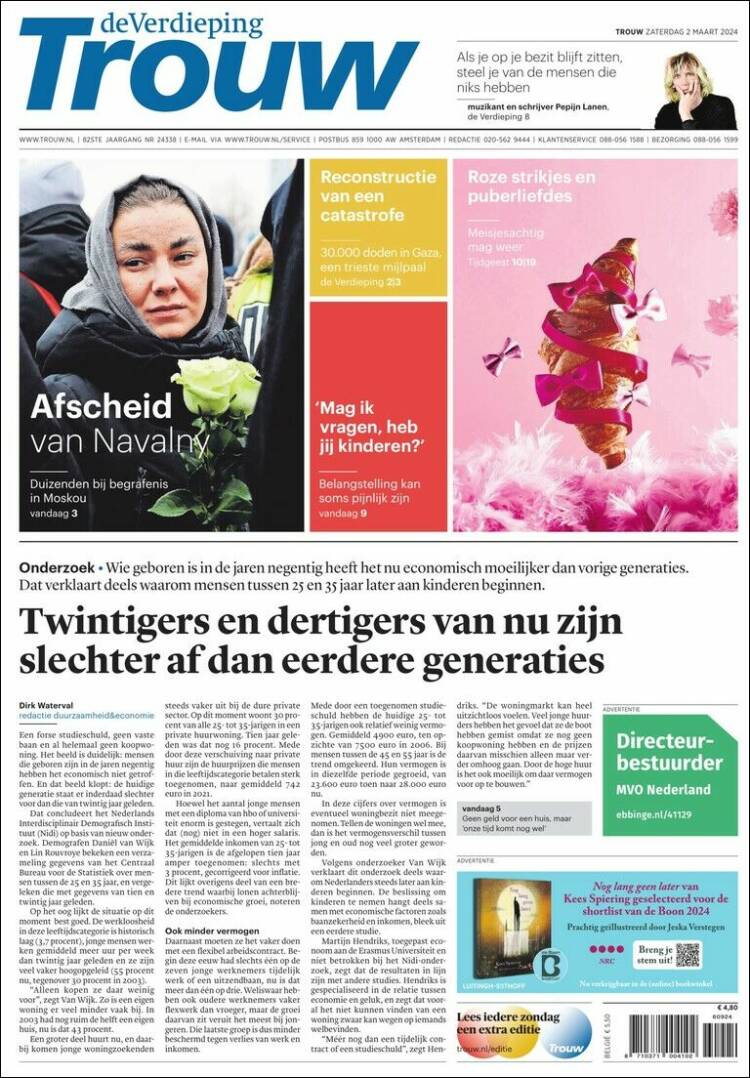 Portada de Trouw (Pa&iacute;ses Bajos)