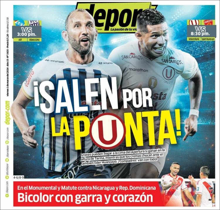 Portada de Depor (Per&uacute;)