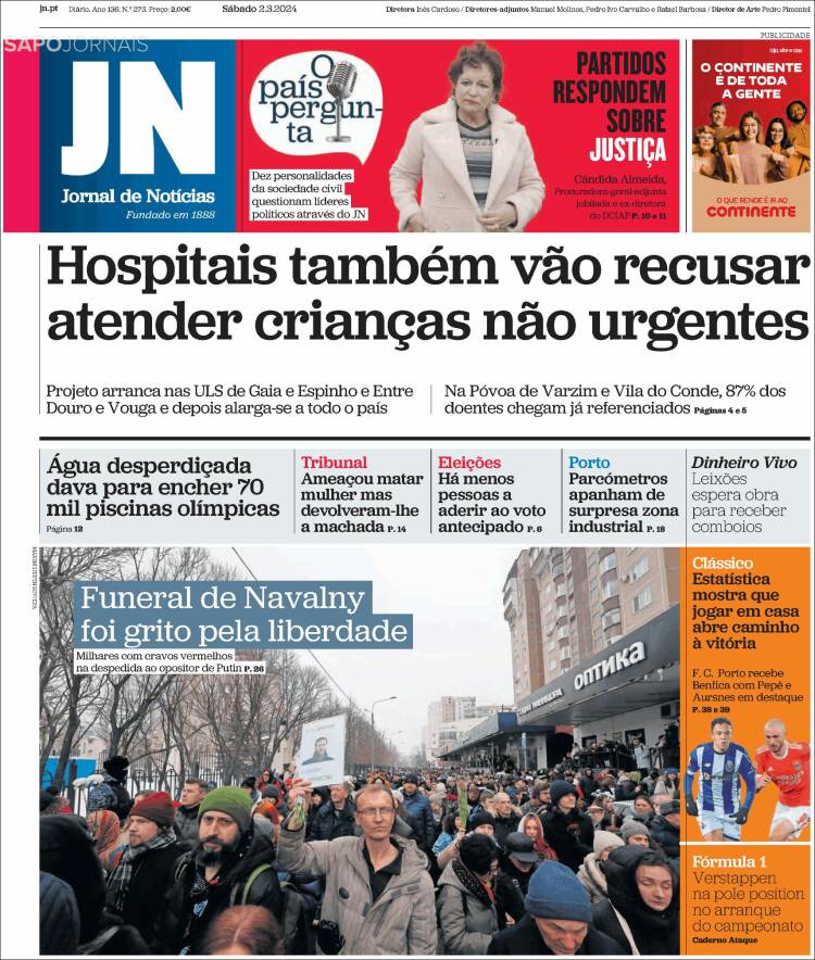 Portada de Jornal de Notícias (Portugal)