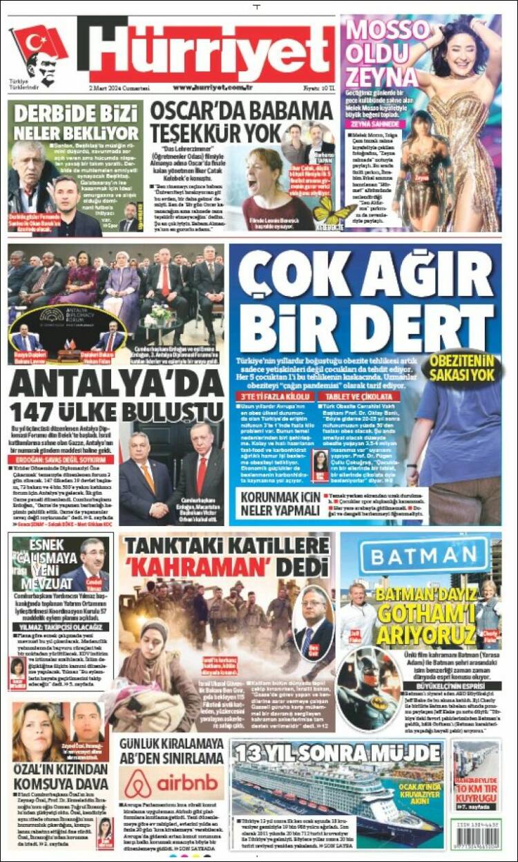 Portada de Hürriyet (Turqu&iacute;a)