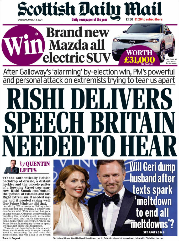 Portada de Scottish Daily Mail (Reino Unido)