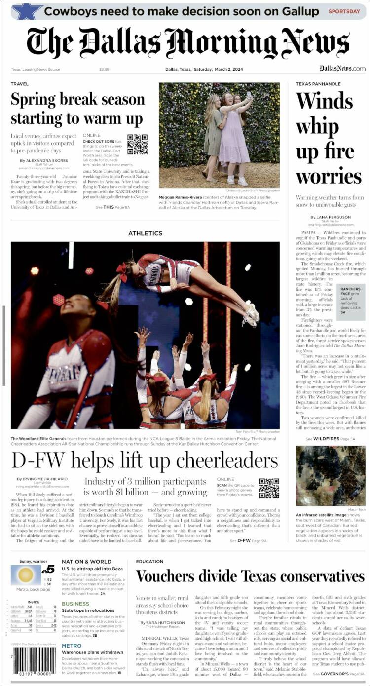 Portada de Dallas Morning News (USA)