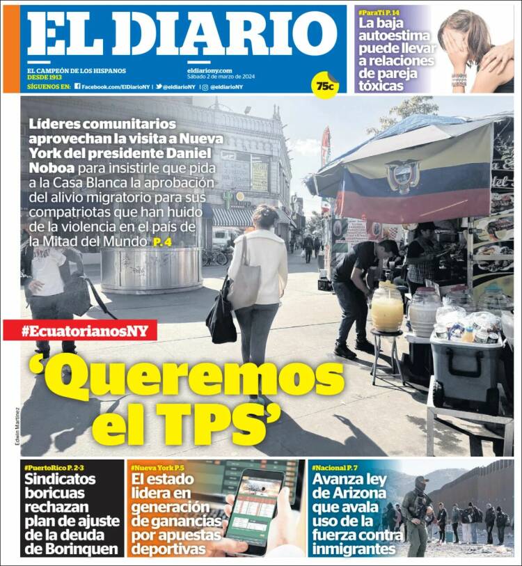 Portada de El Diario NY (USA)