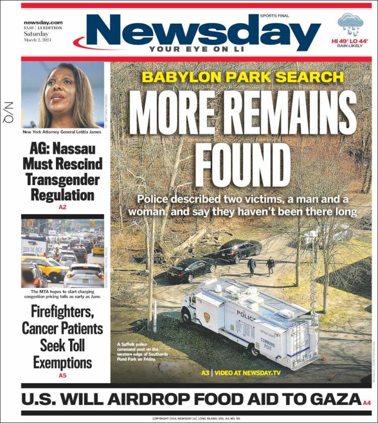 Portada de Newsday (USA)