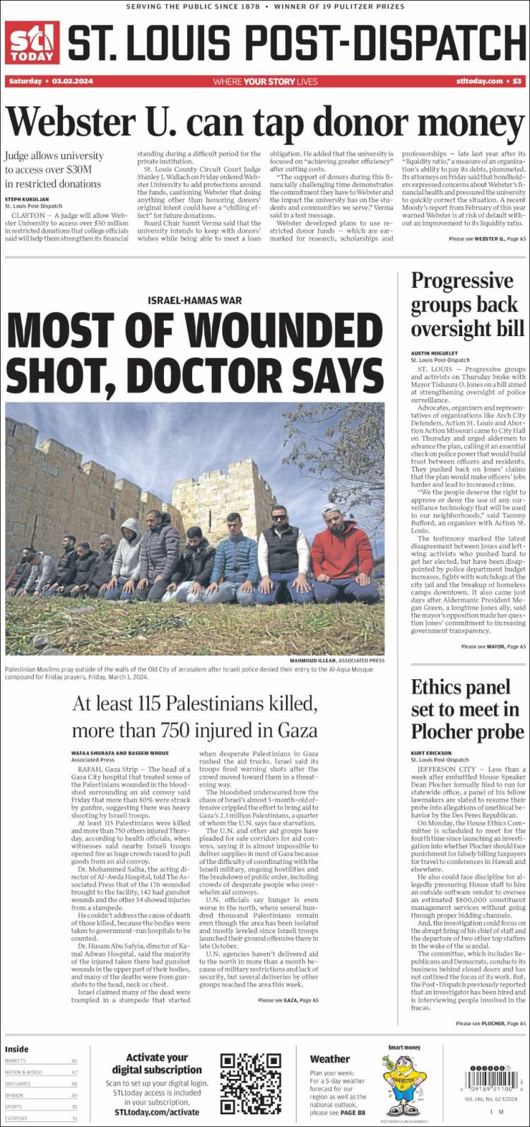 Portada de St. Louis Post-Dispatch (USA)