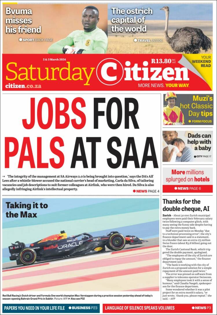 Portada de The Citizen (Sud&aacute;frica)