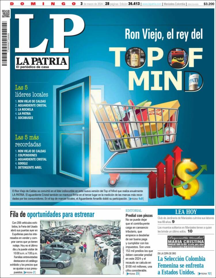 Portada de La Patria (Colombia)