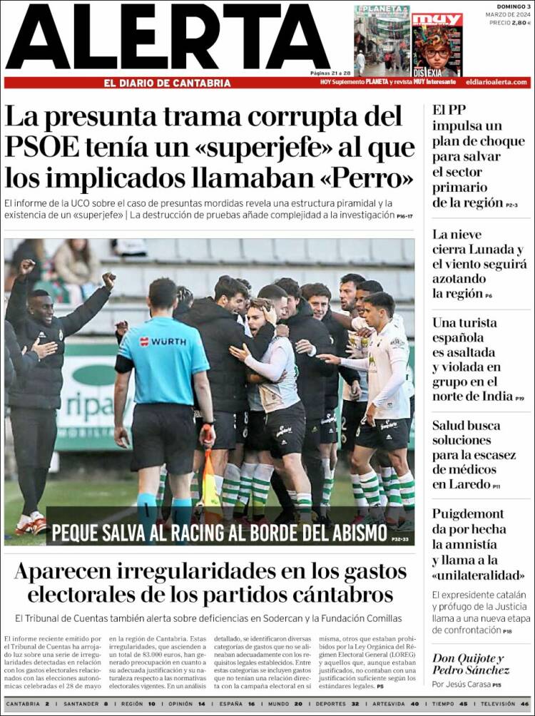 Portada de Alerta - El Diario de Cantabria (España)