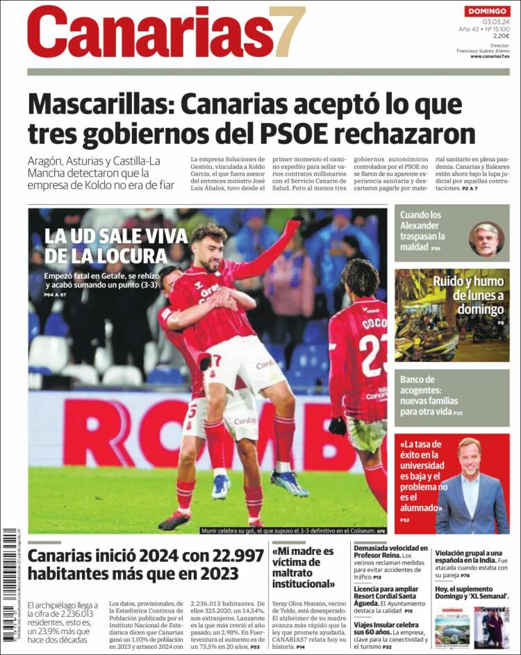 Portada de Canarias 7 (España)