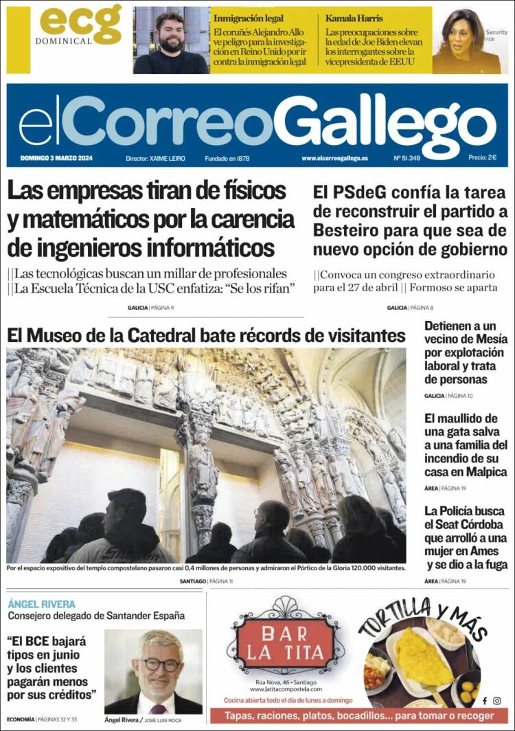 Portada de El Correo Gallego (España)