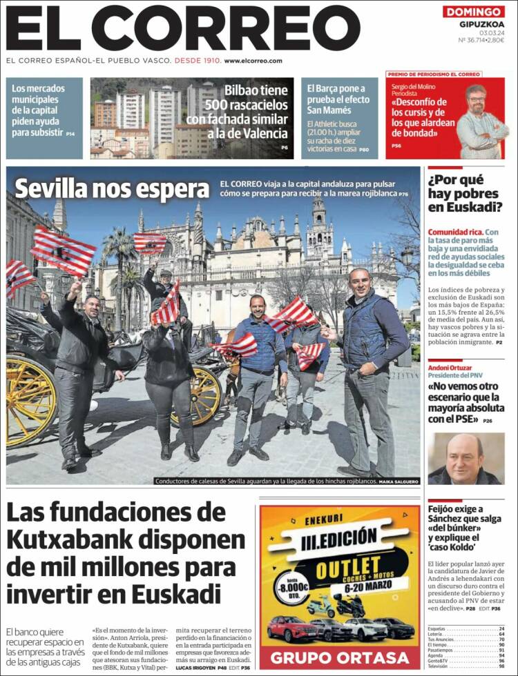 Portada de El Correo - Guipuzcoa (España)