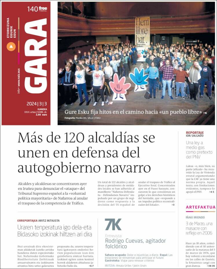 Portada de Gara (España)