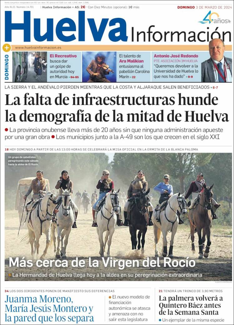 Portada de Huelva Información (España)