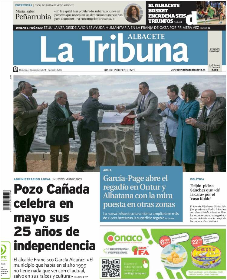 Portada de La Tribuna de Albacete (España)