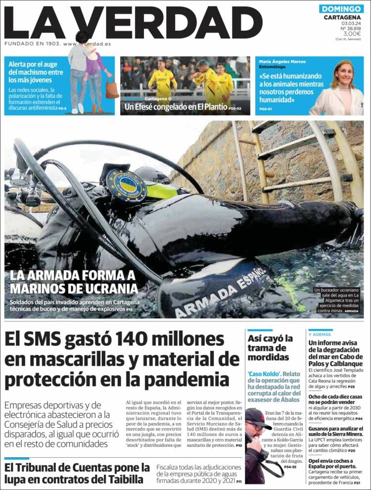 Portada de La Verdad de Cartagena (España)