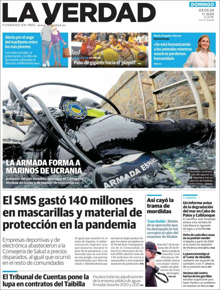 Portada de La Verdad de Murcia (España)