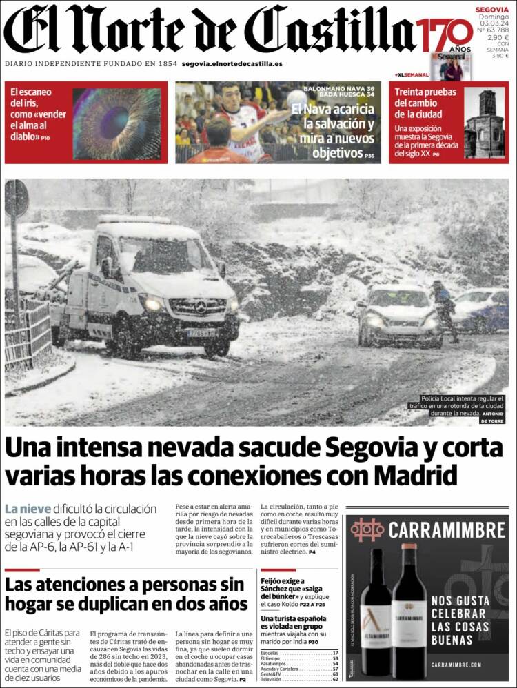 Portada de Norte de Castilla - Segovia (España)