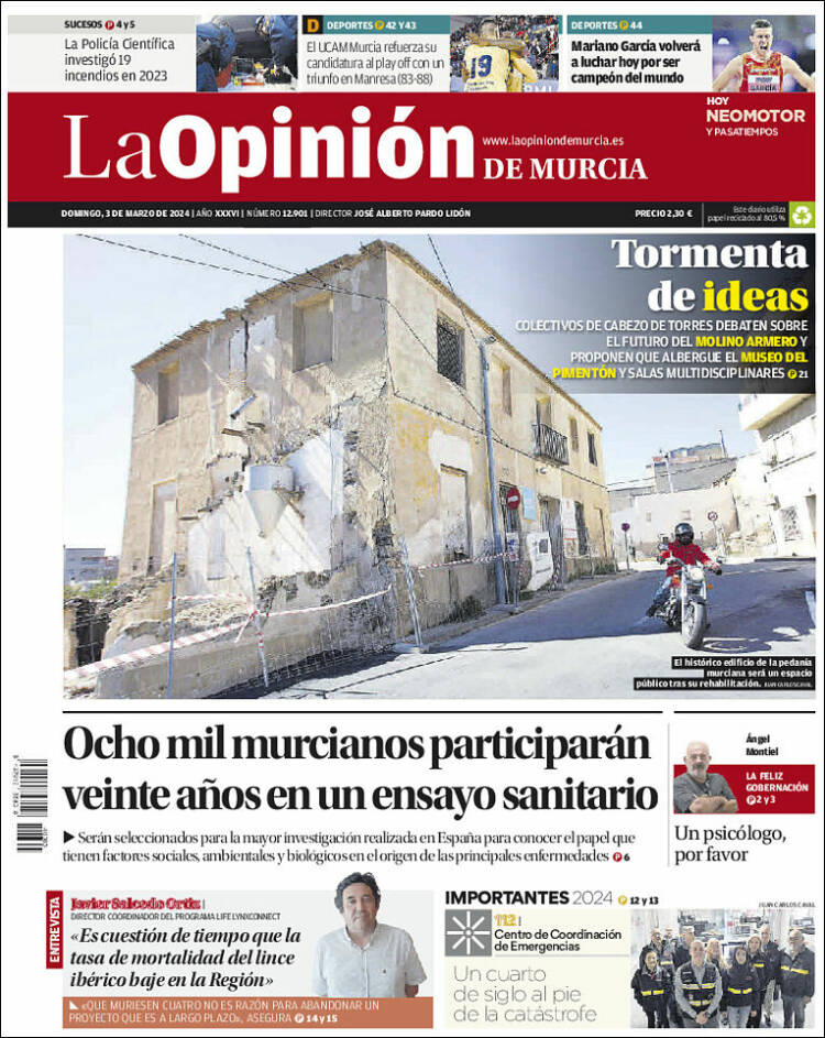 Portada de La Opinión de Murcia (España)