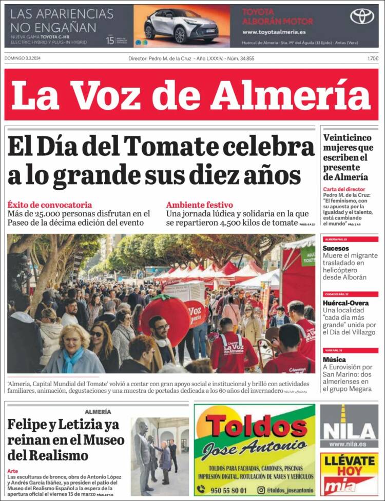 Portada de La Voz de Almería (España)