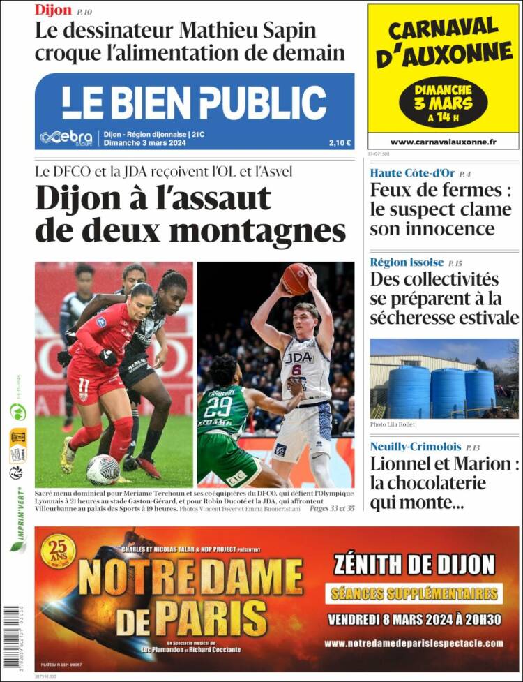 Portada de Le Bien Public (Francia)
