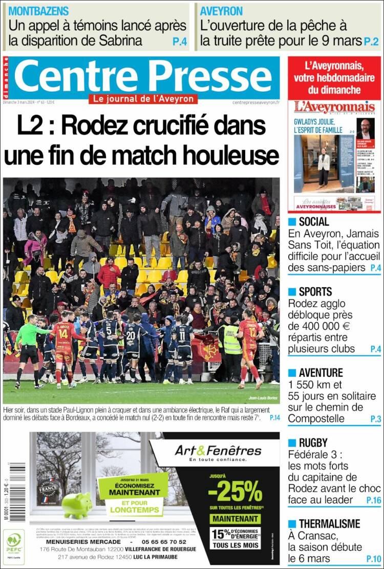 Portada de Centre Presse (Francia)