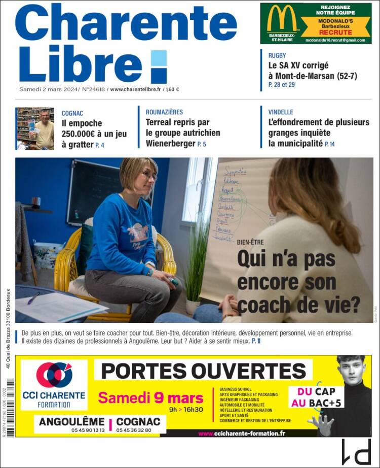 Portada de Charente Libre (Francia)