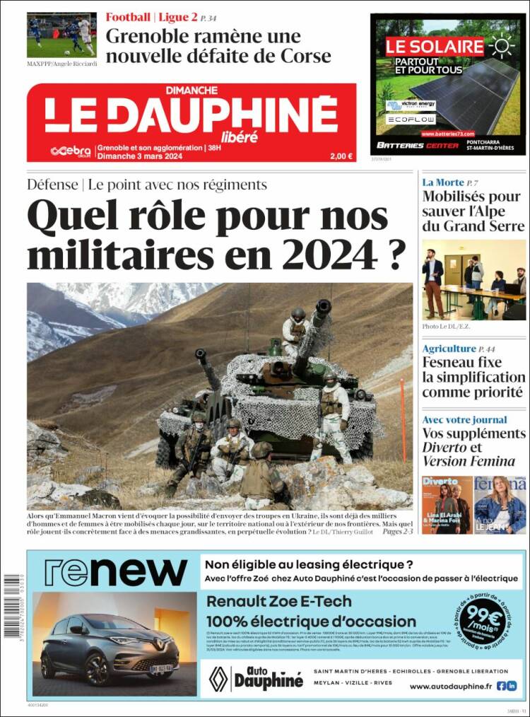Portada de Le Dauphiné Libéré (Francia)