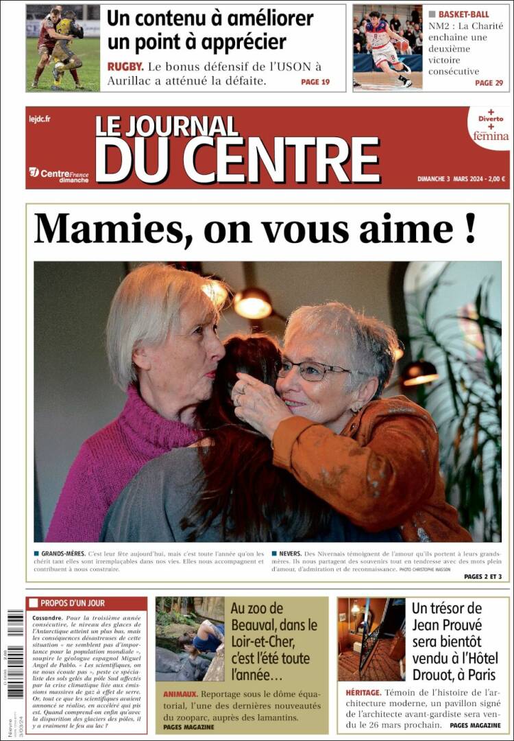 Portada de Le Journal du Centre (Francia)