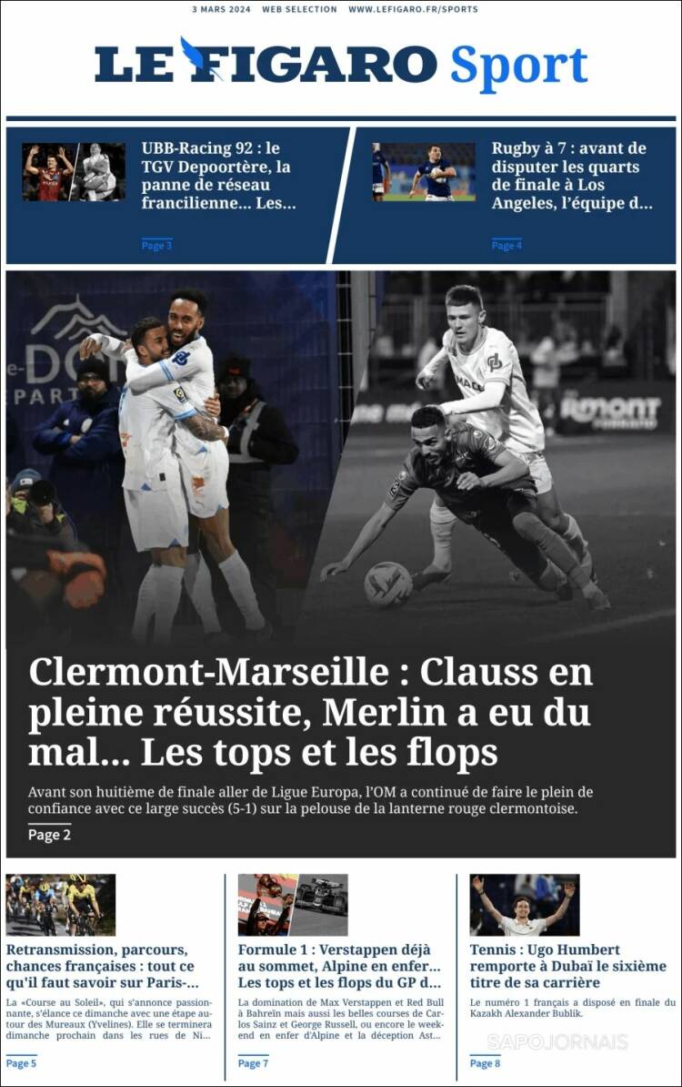 Portada de Le Figaro Sport (Francia)