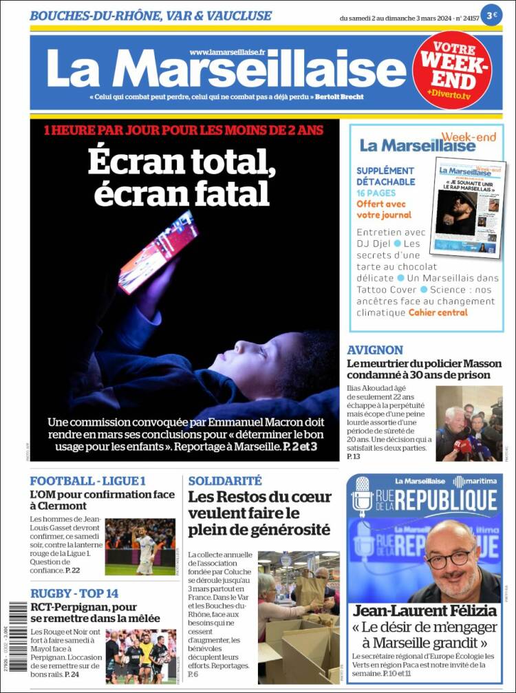 Portada de La Marseillaise (Francia)