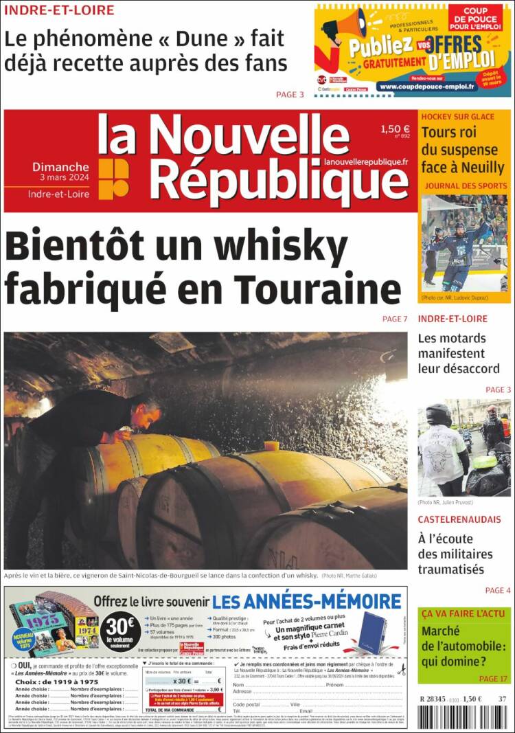 Portada de La Nouvelle Republique (Francia)