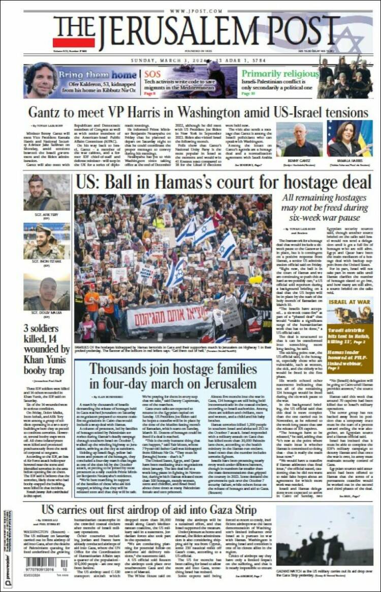 Portada de The Jerusalem Post (Israel)