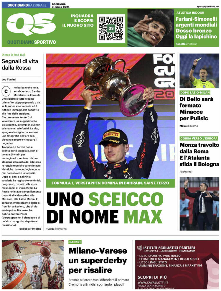 Portada de Quotidiano Sportivo (Italia)