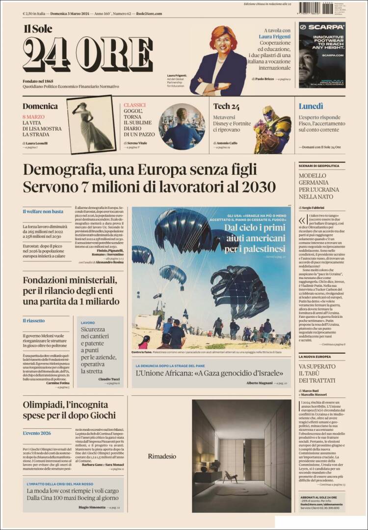 Portada de Il Sole 24 ORE (Italia)