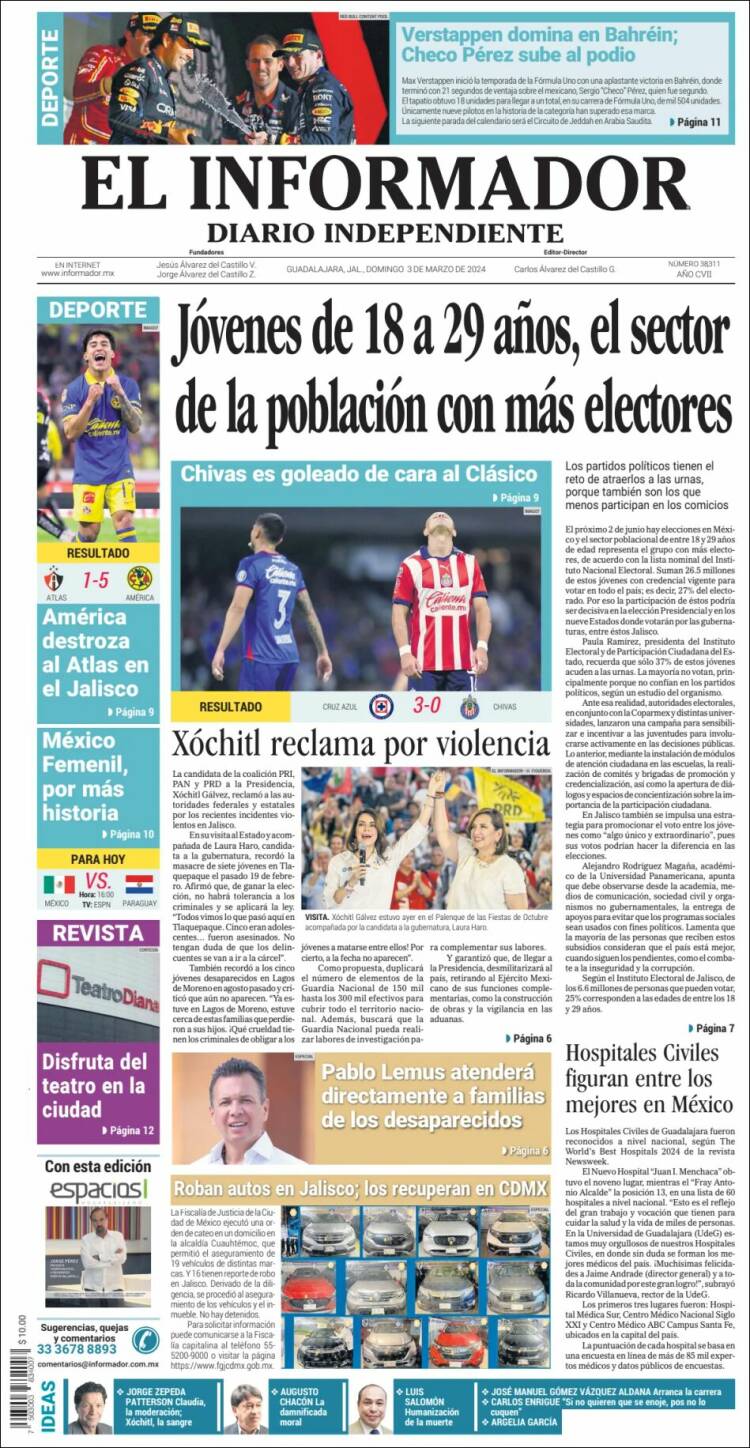 Portada de El Informador (M&eacute;xico)